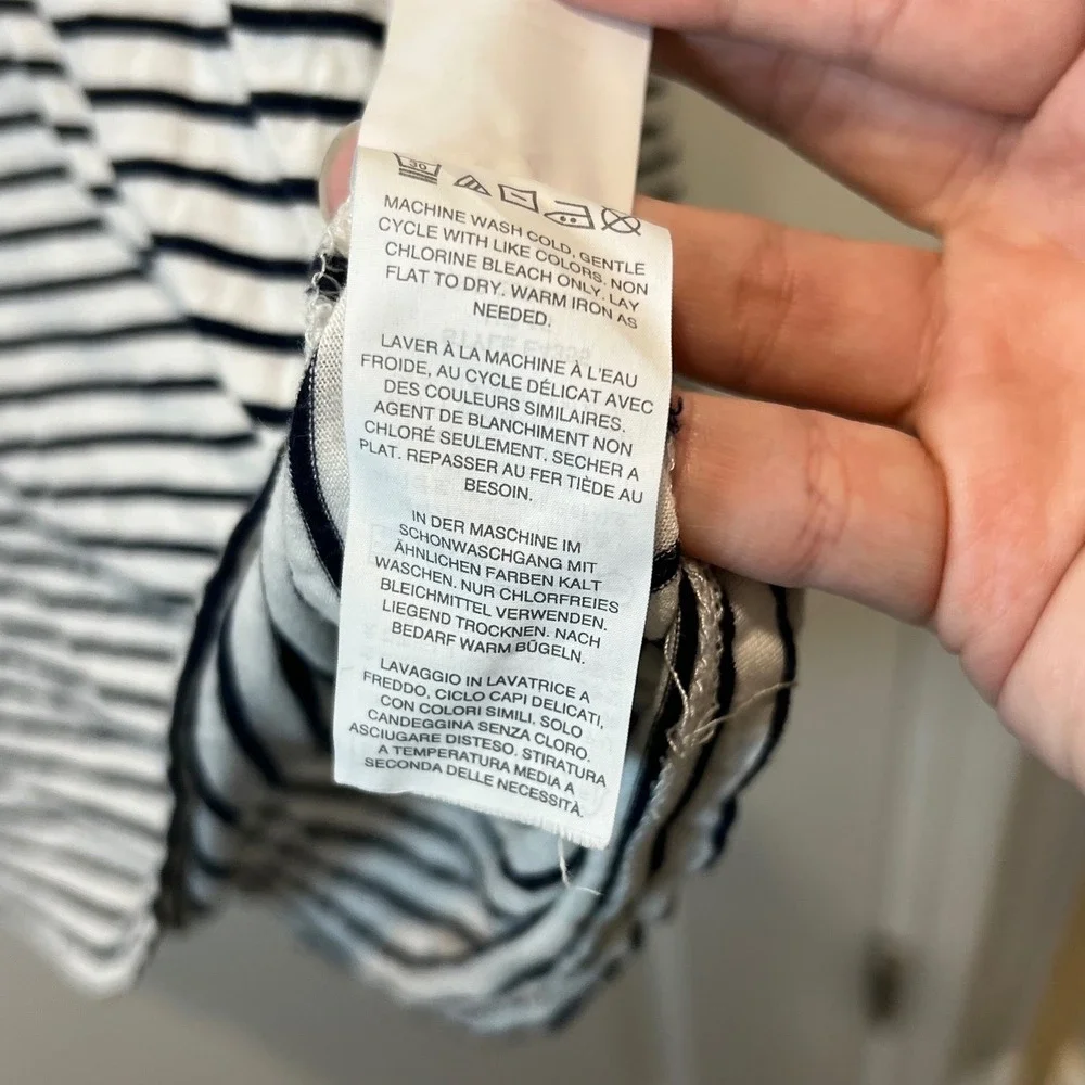 J.Crew‎ Women Long Sleeve Striped Viscose Top White Black XL